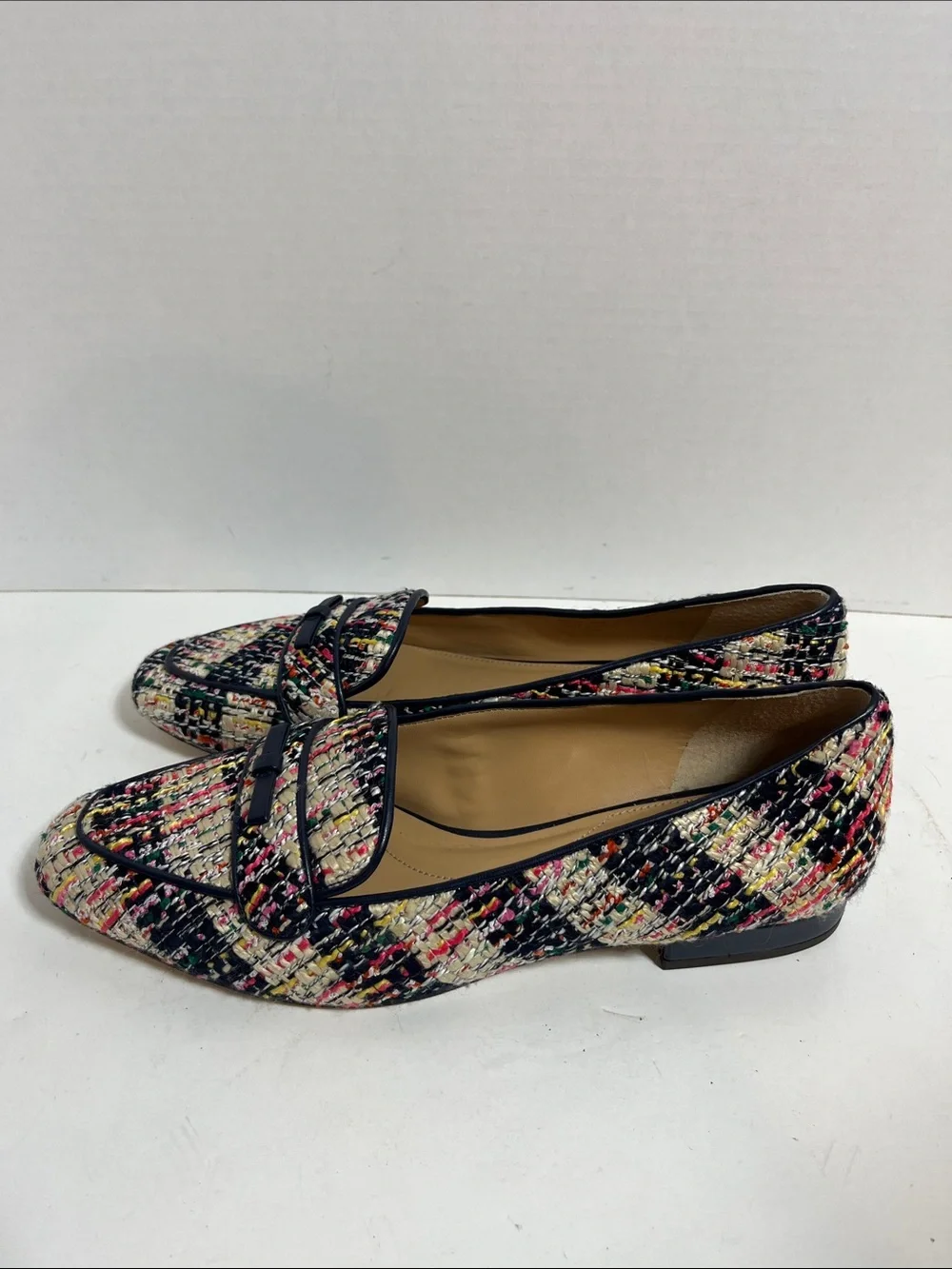 Talbots Multicolor Tweed Loafers with Navy Trim